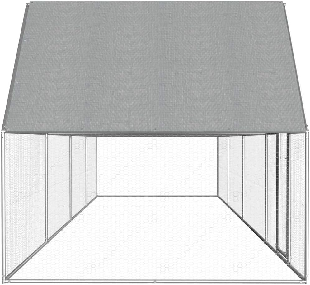 Tidyard Large chicken coop made of galvanised steel, 8 x 2 x 2 m with waterproof roof, suitable for chickens, goose duck - QUORE