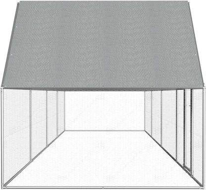 Tidyard Large chicken coop made of galvanised steel, 8 x 2 x 2 m with waterproof roof, suitable for chickens, goose duck - QUORE