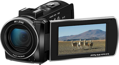 ORDRO Z36 4K/30fps camcorder, 64MP vlogging camera met 18x digitale zoom, led-fill light, 3,0 inch scherm, IR nachtzicht, vlogging camera voor YouTube