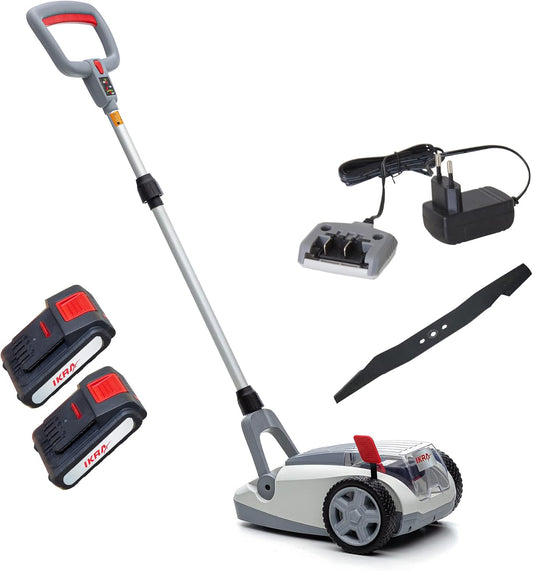 IKRA accu eenhandsmaaier grasmaaier ICHM 20 met mulchfunctie, voor kleine gazons tot 50 m², incl. laadapparaat, 2 accu's, & reservemes