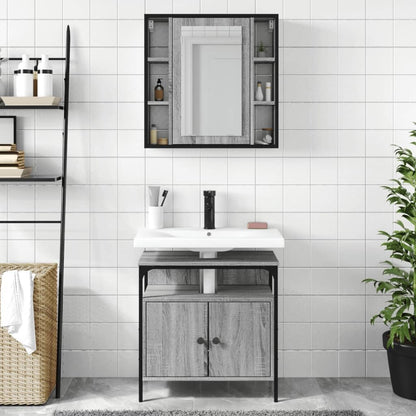 vidaXL 2 Piece Bathroom Furniture Set Processed Wood Grey Sonoma Oak Colour, Bathroom Set, Bathroom Cabinet, Vanity Unit, Washbasin, Bathroom Cabinet