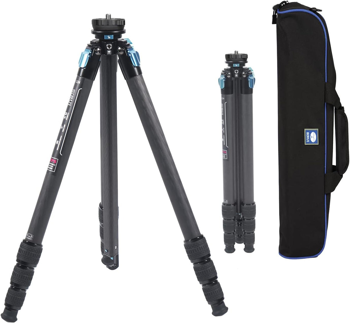 SIRUI Waterdicht koolstofvezelstatief, 175 cm, professioneel heavy duty camerastatief met driehoekige middenzuil, grote buis voor DSLR, camcorder, belasting 15 kg (ST-224)