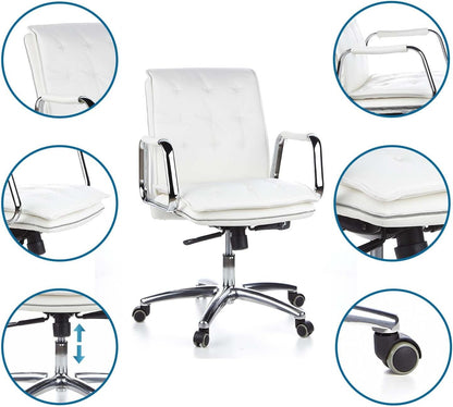 hjh OFFICE 600932 bureaustoel managersstoel VILLA 10 Napaleder Creme Wit, robuuste uitvoering, middelhoge rugleuning, ergonomisch