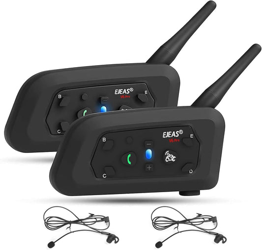 EJEAS V6C Referee Bluetooth Intercom, 850mAh Full Duplex 1200M Wireless Bluetooth Interphone with Referees Headset and Running Arm Band for Football Hockey Rugby Sport, USB-C (2-Pack)