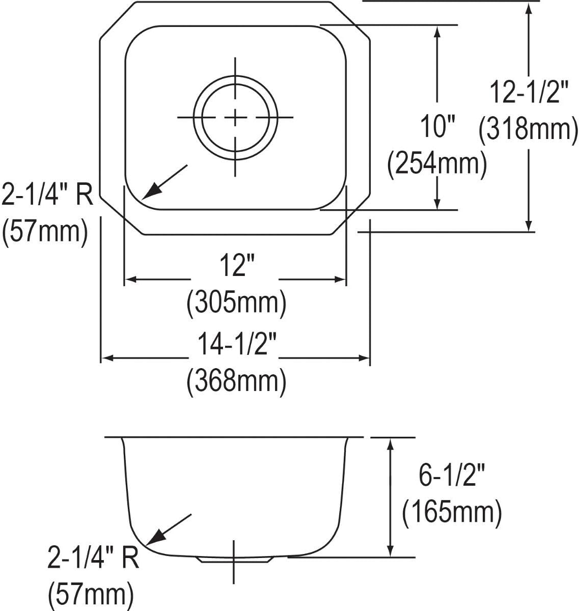 Elkay DXUH1210 Dayton Single Bowl Undermount RVS Bar Spoelbak, Satijn, 14-1/2-Inch door 12-1/2-Inch