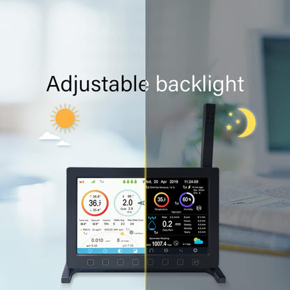 ECOWITT HP2561 Weerstation met buitensensor, draadloos, 7-in-1 wifi, op zonne-energie werkende weerstations met bewakingssysteem op afstand, weersvoorspelling, 7-inch TFT-scherm voor Garden Home