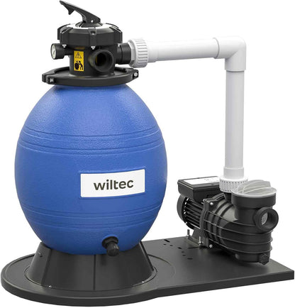 Wiltec zandfiltersysteem 550 W met 38 liter filtertank en zelfaanzuiging 18.000 l/h poolpomp