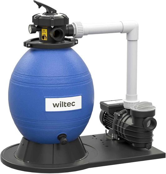 Wiltec zandfiltersysteem 550 W met 38 liter filtertank en zelfaanzuiging 18.000 l/h poolpomp