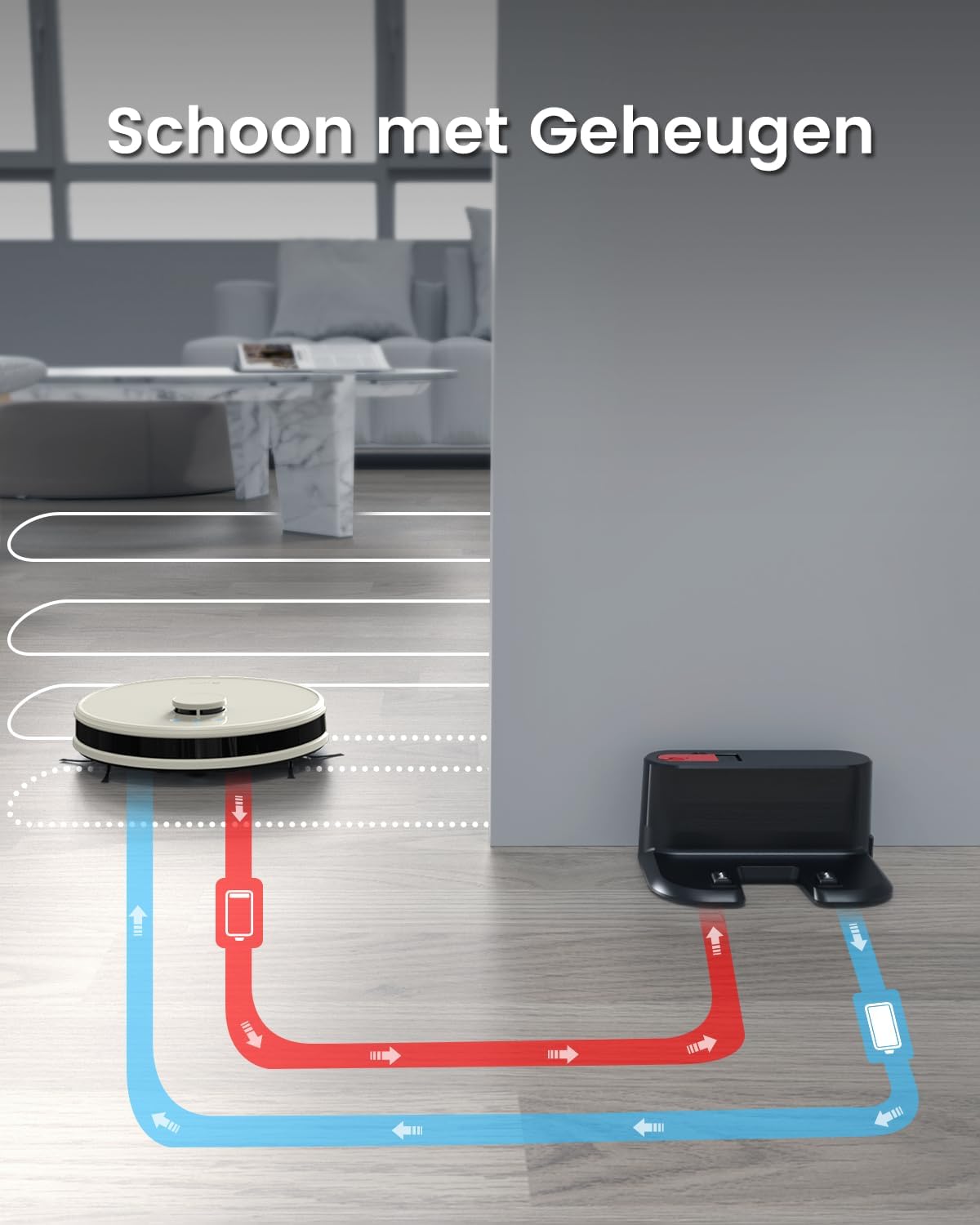 LEFANT M1 Robotstofzuiger en dweilrobot met kaart, 5500 Pa, 200 min, lasernavigatie met dToF, gepersonaliseerde reiniging, verboden zone, Alexa/WiFi/app, ideaal voor intelligent thuis, champagne