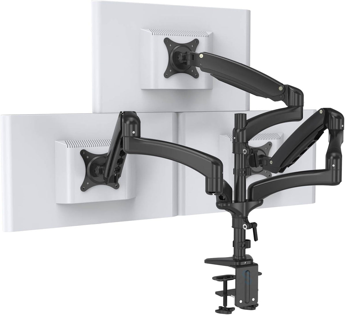Drievoudige Monitorarm – Monitorhouder – Monitorbeugel – Beeldschermhouder – Schermhouder – Voor 3 Schermen 15-27 Inch – Aluminium VESA 75x75/100x100