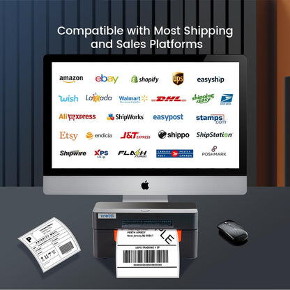 vretti WiFi Verzendlabelprinter, thermische labelprinter, 4 x 6, draadloze thermische printer voor verzendpakketadressen, kleine bedrijven, compatibel met Etsy, Shopify, Ebay, Amazo