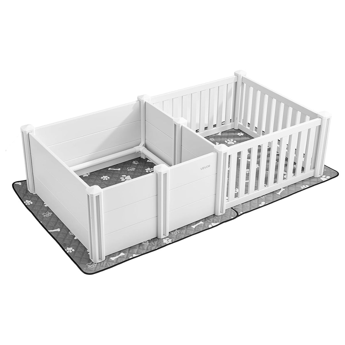 VEVOR Hondenwippelbox, 185,4 x 96,5 x 50 cm, plastic hondenpoepenpen met verstelbare hoogtedeur, puppybox met waterdichte plasmat, gemakkelijk schoon te maken, duurzame geboortekit voor huisdieren