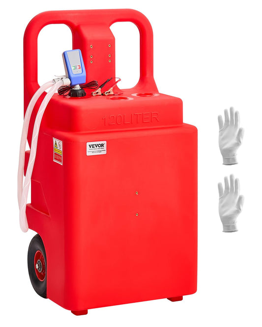 Brandstoftrolley – Draagbare Brandstoftank – Jerrycan – Benzinetank – Dieseltank – Rood – 121 Liter – Elektrische Brandstoftransferpomp 9,46 L/Min Met Auto-Stop Sensormondstuk