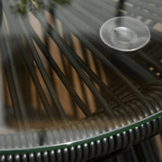 Tuintafel - Tuintafel Rond - Bijzettafeltje - Rattenbijzettafel - Bistrotafel, Salontafel - met Glazen Tafelblad - Boho-Stijl - voor Terras - Tuin - Ø40 x 42 cm - Zwart