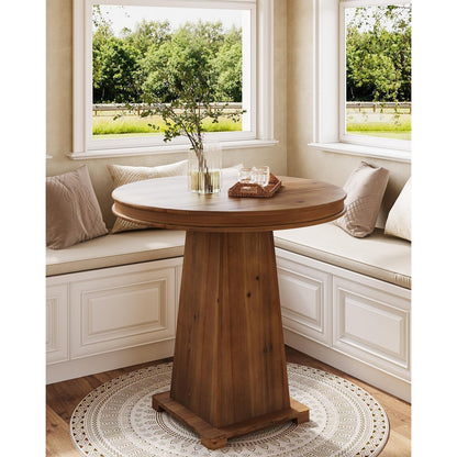 Ronde Eettafel – Kleine Tafel – Keukentafel – Bistrotafel – Tafel Voor 2 Personen – 80 cm Diameter – MDF Houtnerf Afwerking – Modern Farmhouse Design