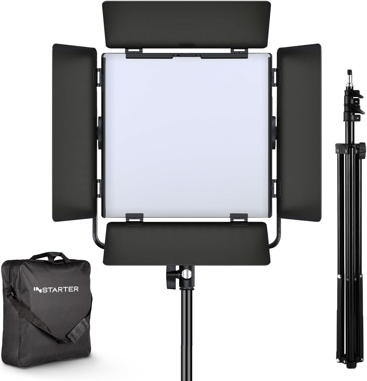 LED videolamp met statief en app bediening voor vloggers en influencers – Vloglamp – Studiolamp – Fotolamp – Streaming Licht – 60W, CRI 96 en traploos dimbaar – Bi-Colour 3200K-7500K, 360° draaibaar