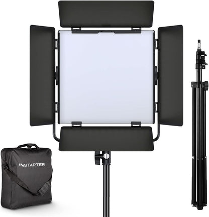 LED videolamp met statief en app bediening voor vloggers en influencers – Vloglamp – Studiolamp – Fotolamp – Streaming Licht – 60W, CRI 96 en traploos dimbaar – Bi-Colour 3200K-7500K, 360° draaibaar