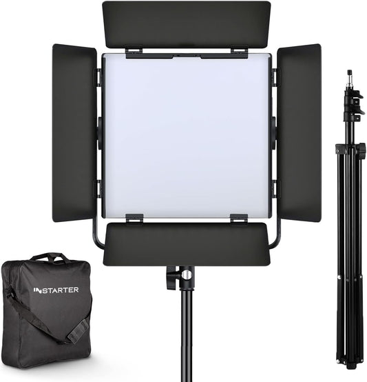 LED videolamp met statief en app bediening voor vloggers en influencers – Vloglamp – Studiolamp – Fotolamp – Streaming Licht – 60W, CRI 96 en traploos dimbaar – Bi-Colour 3200K-7500K, 360° draaibaar