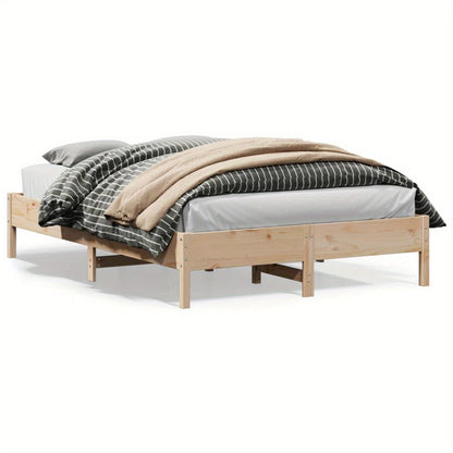 Bed Frame without Mattress 160x200 cm Solid Wood Pine with Slat Support Platform Bed Frame Suitable for Mattress Size 160 x 200 cm for Bedroom