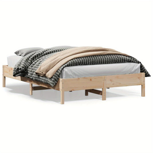 Bed Frame without Mattress 160x200 cm Solid Wood Pine with Slat Support Platform Bed Frame Suitable for Mattress Size 160 x 200 cm for Bedroom