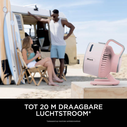 Shark FlexBreeze HydroGo, krachtige draagbare ventilator met verneveling, koeling binnen en buiten, stil en duurzaam, snoerloos, compact en lichtgewicht, luchtstroom tot 20 m, Kwarts FA050EUPK