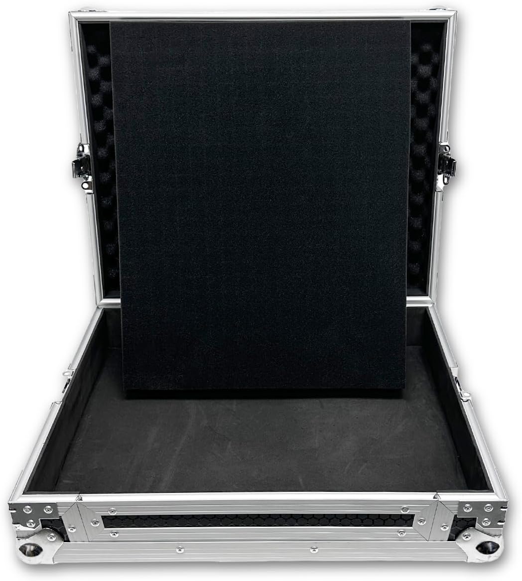 Flight Case – DJ-Koffer – Mixerkoffer – Controllerkoffer – PA-Mixerkoffer – Large 530 X 430 X 162 Mm Zwart – Aanpasbare Pick & Pluck Foam – 7 Mm Multiplex Met Aluminium Frame