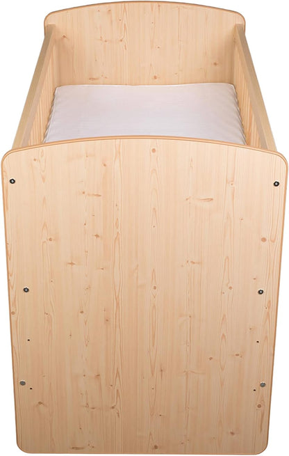 baby bed K2 natural wood 120 x 60 cm with slatted bed bed cot 3 levels adjustable in height - naturalPine wood & MDF - QUORE