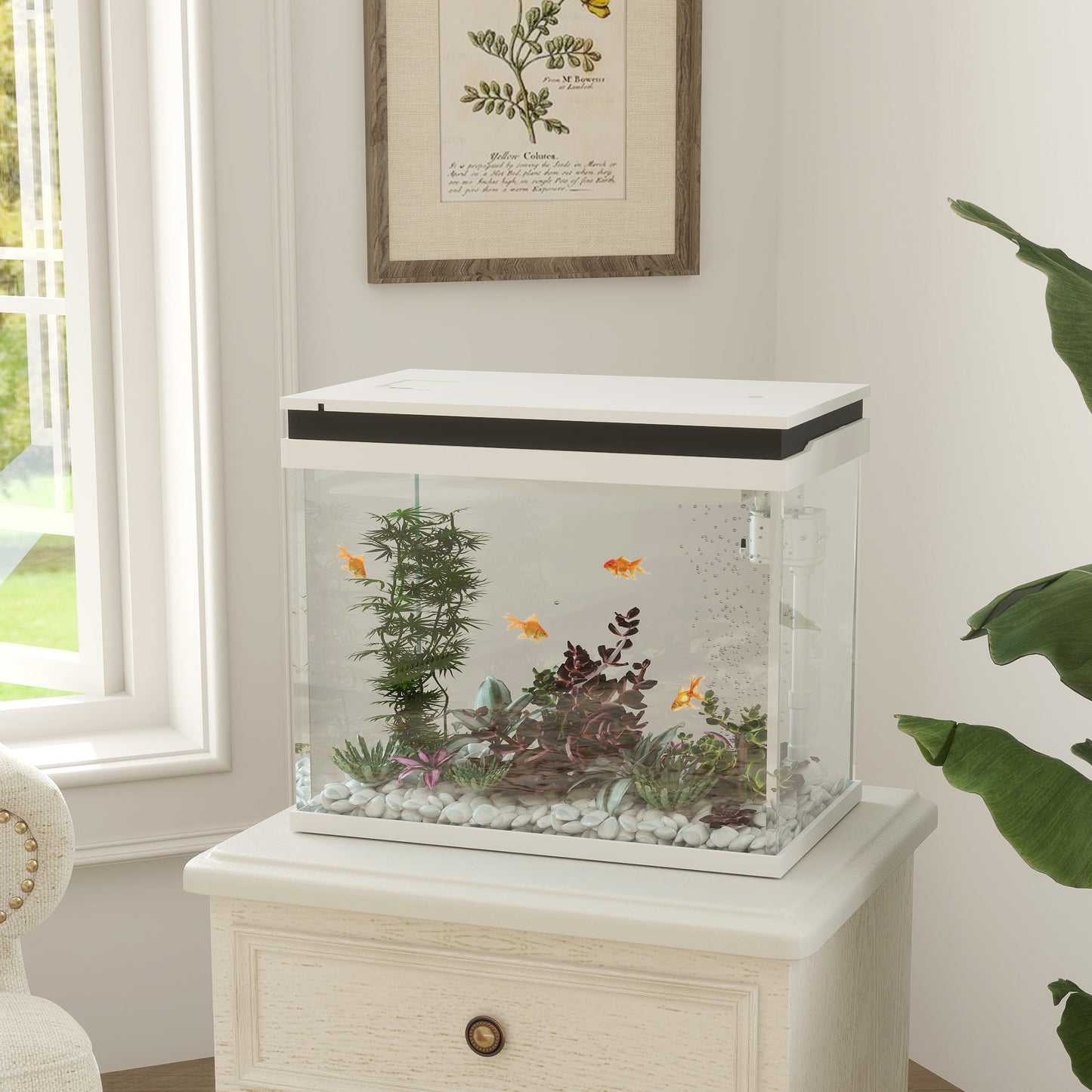 Aquarium – Visbak – Vistank – Aquariumset – Aquariumkast – 41 Liter Inhoud – Kleurveranderende LED Verlichting – Filter Systeem – Wit