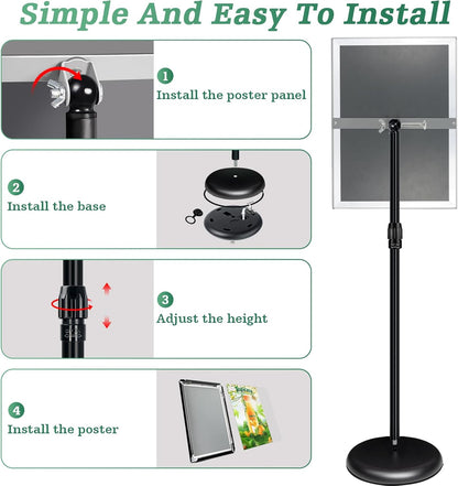 A3 Stand Sign Houder – Posterstandaard – Posterhouder – Displaystandaard – Vloerstandaard – Set van 6 – Verstelbaar in Kijkhoek – UV-bestendige PVC-beschermlaag