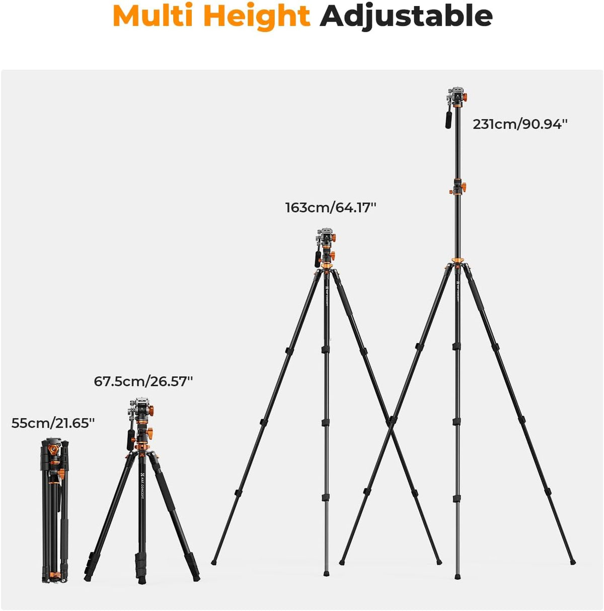 Camerastatief – Fotostatief – Videostatief – Reisstatief – Statief Met Monopod – 231 Cm Hoog – Hydraulische Kop