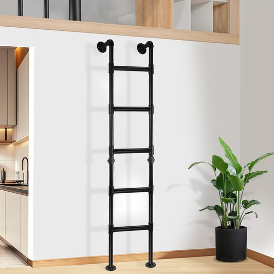 Stapelbedladder, muur tot op de vloer gemonteerde kelder, raam, fontein ladder smeedijzeren zolder loft stap ladder laadt 100 kg, binnen 5 treden klimladder voor buiten
