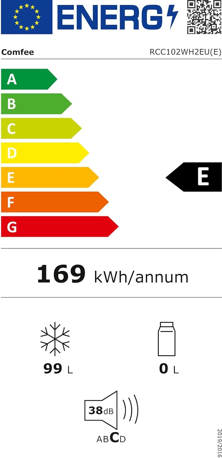 COMFEE RCC102WH2EU(E) Vrijstaande vrieskast, 99 l, om te zetten in vriezer, inverter, 4 sterren, geschikt voor de garage, wit [energieklasse E]