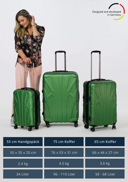 Suitline Grote koffer 76 x 53 x 31 cm ABS harde schaal uitbreidbaar (96-110 L) met TSA slot 4 dubbele wielen telescopische handgreep trolley, Koraal