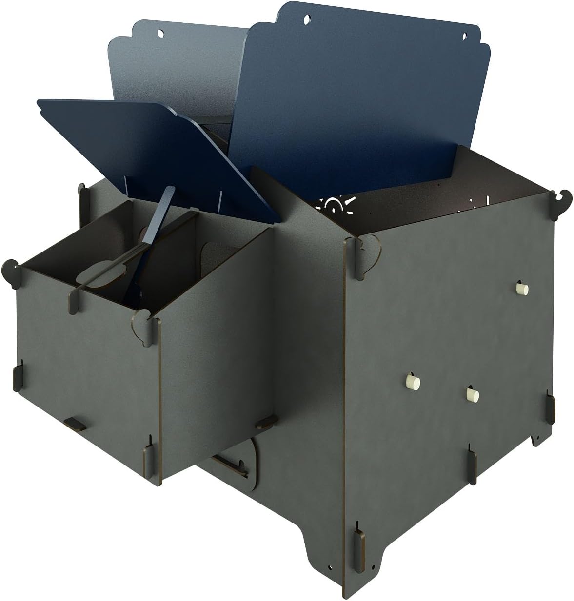 Chicken coop for 15 laying hens with ornaments POLLY CHALET 2XL GREY with 3 perches 2 nesting places outside safe door anti-predator (manual) anti-mite red (Made in Italy) - QUORE