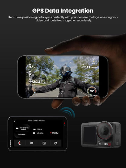 Motorsysteem – Motorboordcomputer – Motorrijder Dashboard – Motor Navigatie – Motorrij Veiligheidssysteem – Draadloze CarPlay & Android Auto – Dubbele 1080p Kamera’s Vorder- en Achterkant
