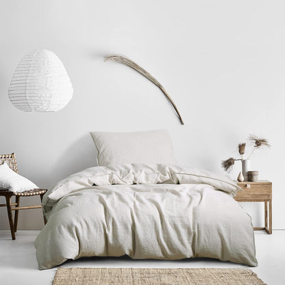 CHUFFED Linnen beddengoed, 155 x 220 cm, 2-delige beddengoedsets 100% natuurlijk linnen, beddengoedset, 1 dekbedovertrek 155 x 220 cm + 1 kussensloop 80 x 80 cm, met ritssluiting, zacht, ademend,