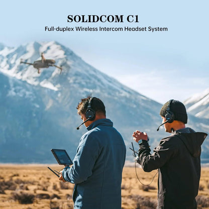 Hollyland Solidcom C1 Full-Duplex Draadloze Headset Intercom Systeem voor 1300ft Communicatie Groepsgesprek, Single-Ear Headset met 1 Master & 2 Remote Hoofdtelefoon (3 Gebruikers)