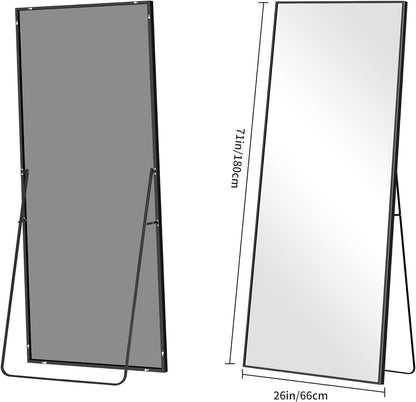 Staande Spiegel – Passpiegel – Wandspiegel – Voll Lichaam Spiegel – Full Body Spiegel – 179 x 70 cm – Zwart Aluminium Frame