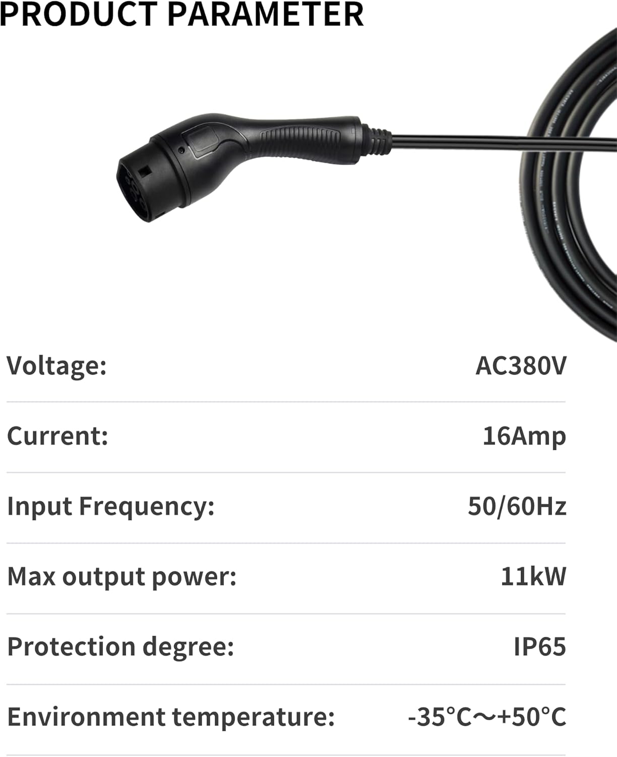 Draagbare EV-oplader, 11 kW, 3-fase, 6-16 A, met instelbare stroom, app-bediening, 7 m kap, IP65-bescherming, compatibel met alle PHEV/EV-voertuigen, wifi, bluetooth, rode CEE-stekker