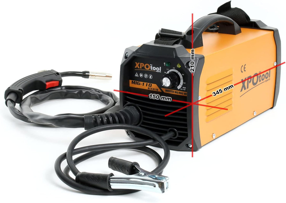 XPOtool MIG100 Inverter lasmachine zonder gas, lasapparaat met draadaanvoer, lasmodule voor gevulde draad en IGBT, inclusief accessoires voor lassen