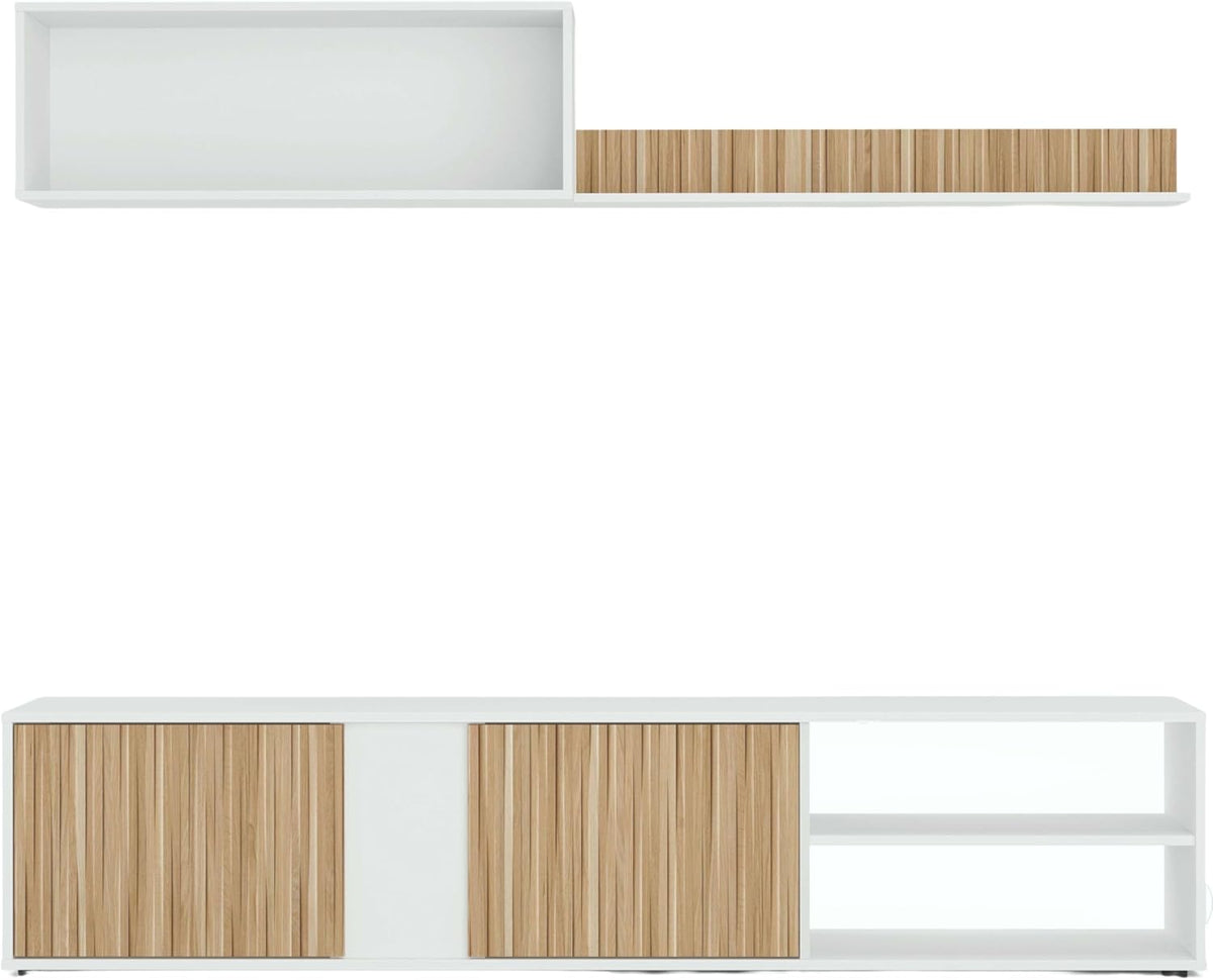 Habitdesign Tv-meubel, omkeerbaar, model Ecco, witte afwerking, artik en natuur, afmetingen: 40 cm (H) x 180 cm (B) x 33 cm (D)
