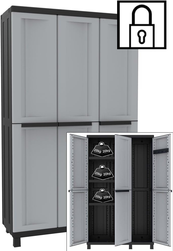 Terry 1002710 High Plastic Cabinet, 3 Doors - QUORE
