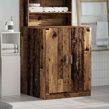 Wasmachinekast – Wasruimte Kast – Badkamerkast – Bijkeukenkast – Opbergkast – Oud Hout Kleur – 2 Deuren – Vochtbestendig & Duurzaam