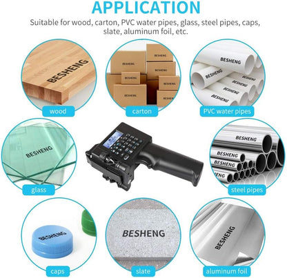 PT2000SE Draagbare Handheld Printer met Snel Drogende Inktcartridge, Handheld Inkjetprinter voor Tekst Datum Barcode QR Code - Afdrukken op Metaal, Karton, Hout