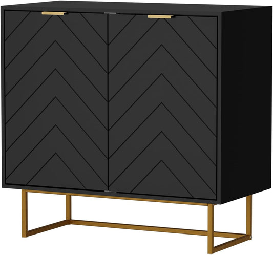 Dressoirkast – Dressoir – Kast – Balkenkast – Sideboard – 80 x 40 x 77,5 cm – Mat Zwart – Verstelbare Planken – Metalen Poten