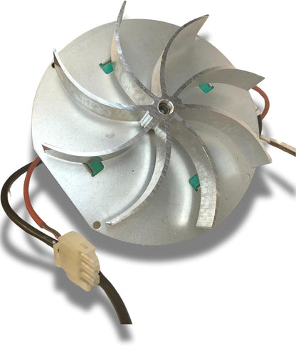 rookafzuiging voor pelletkachels met EcoFit 2RECA3-motor, FANDIS VFCA23 met ventilator van 25 mm hoogte, vermogen 23/27 watt, diameter ventilator 150 mm