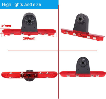 HD IP68 Derde Dak Top Mount Remlamp Reverse Achteruitrijcamera Backup Camera Hoek en afstand Verstelbare IR Nachtzicht voor Citroen Verzending/Te yo ta Proace/Peugeot Expert Reiziger Van +4.3 inch monitor
