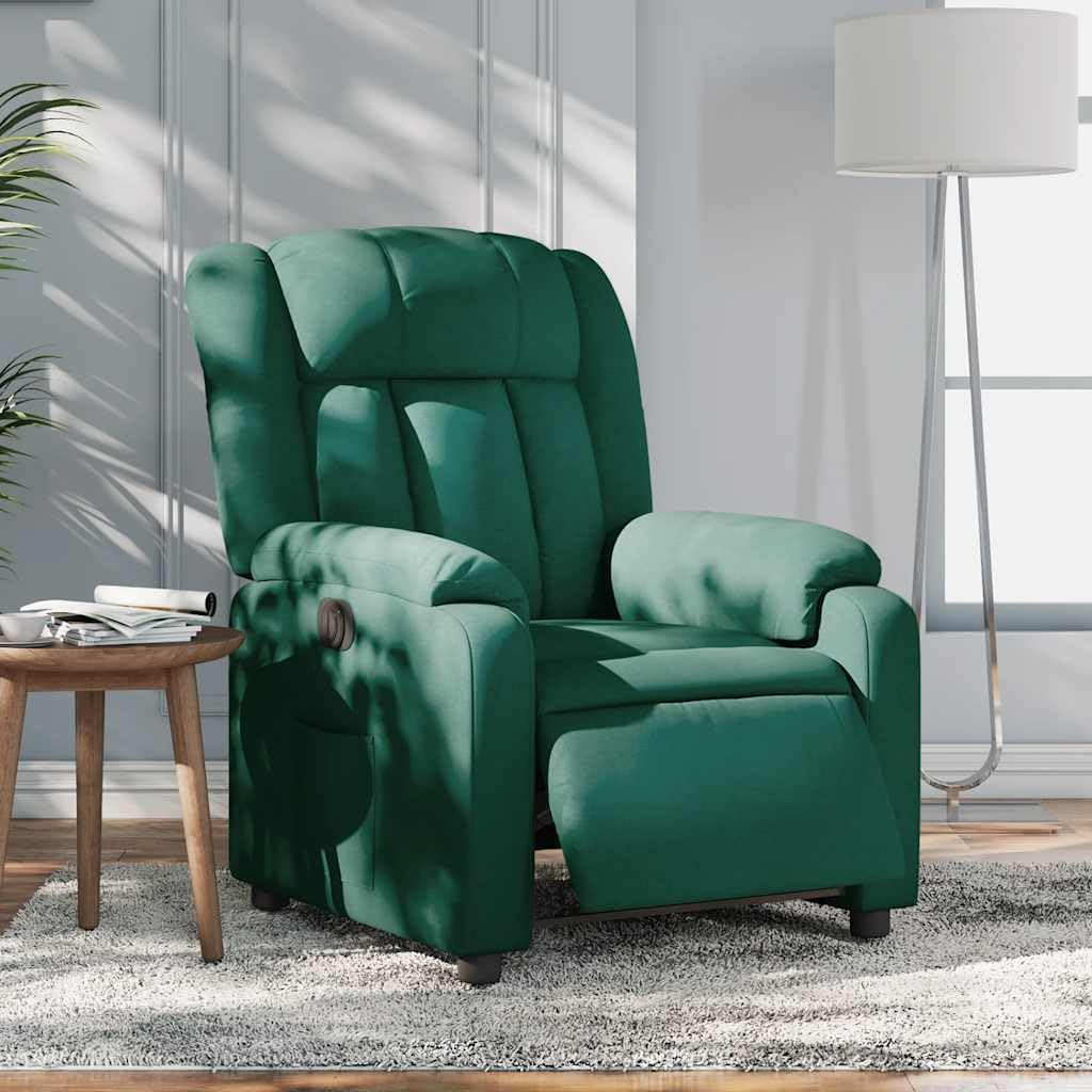Elektrische Massagestoel, Fauteuil, Verstelbare Rugleuning, Voetsteun, Tv-Stoel, Relaxstoel met Ligfunctie, Ligstoel, Gestoffeerde Stoel, Fauteuil (lichtgrijs) (Donkergroen #29)