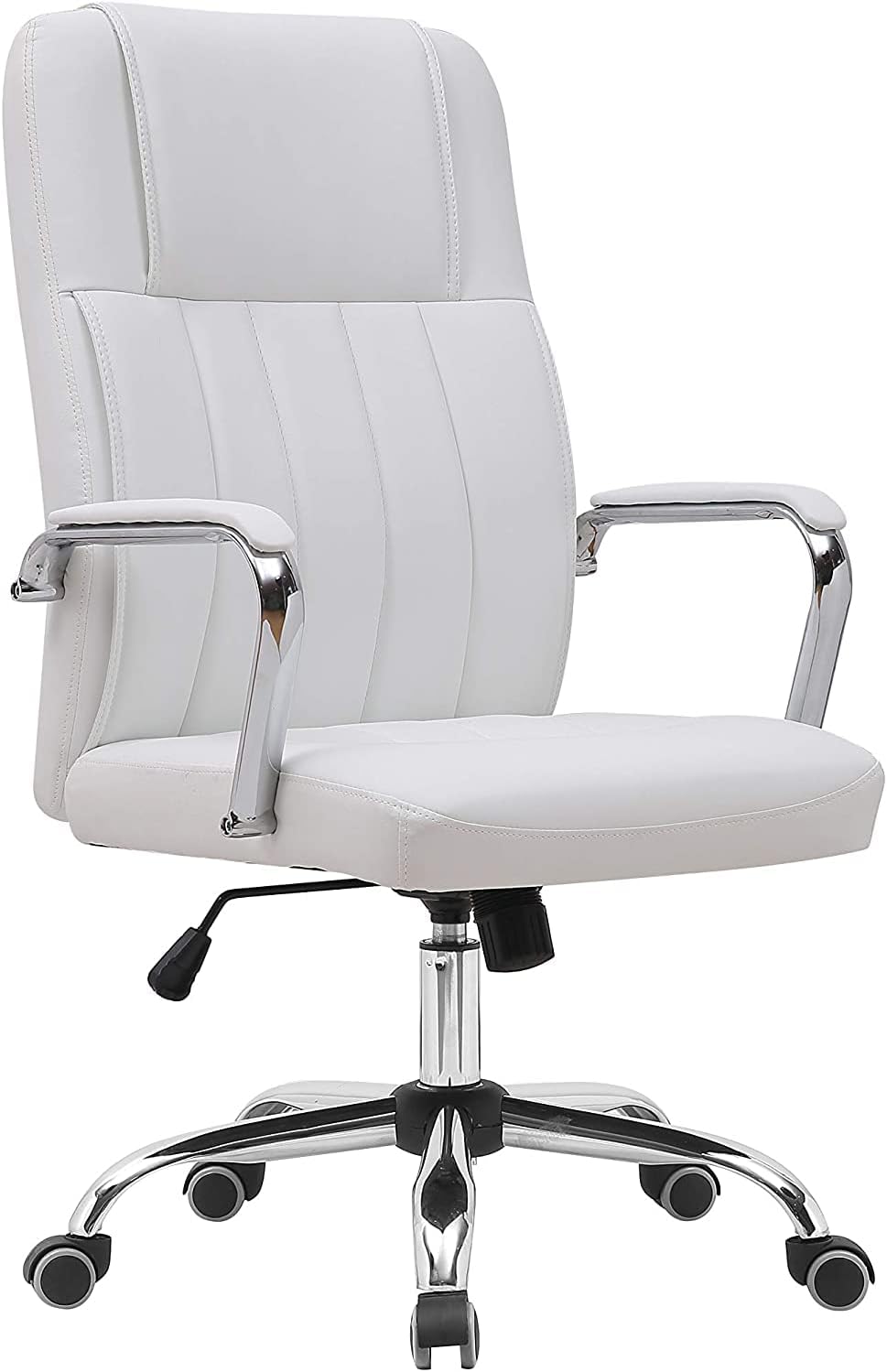 Gardenia Bureaustoel van xenon-kunstleer, verchroomd, wit, 59 x 67 x 105/113