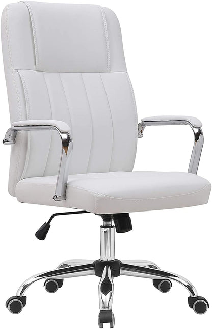 Gardenia Bureaustoel van xenon-kunstleer, verchroomd, wit, 59 x 67 x 105/113